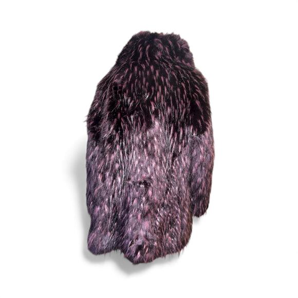 KAREN MILLEN Feather Tip Faux Fur Coat Purple Sz 6 Warm and Soft - Picture 5 of 12
